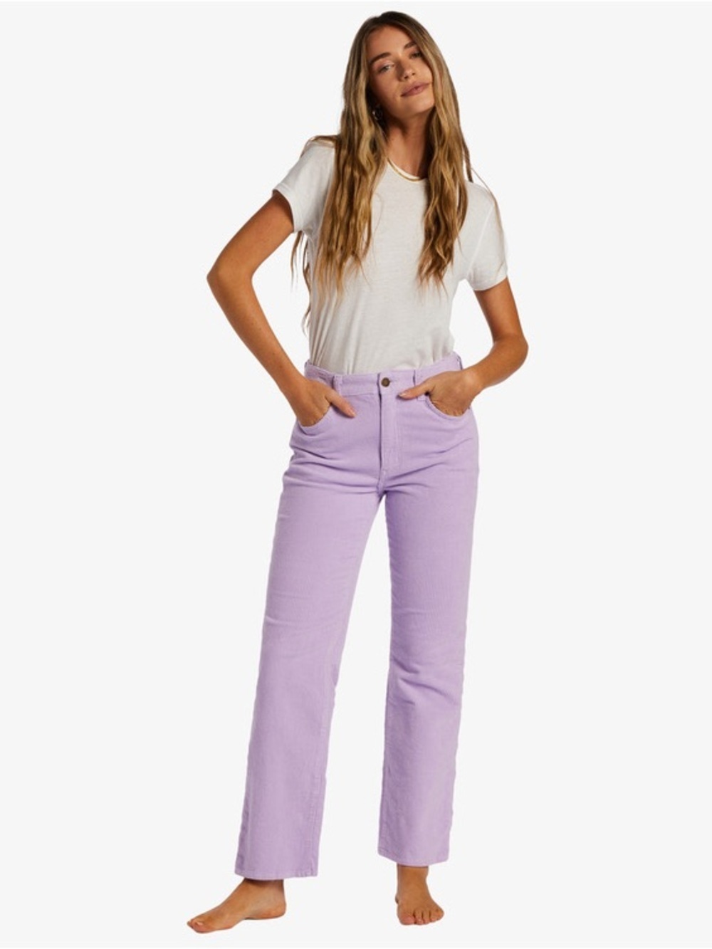 Billabong Corduroy High Ride Pants Purple Slim Fit Stretch Size 27